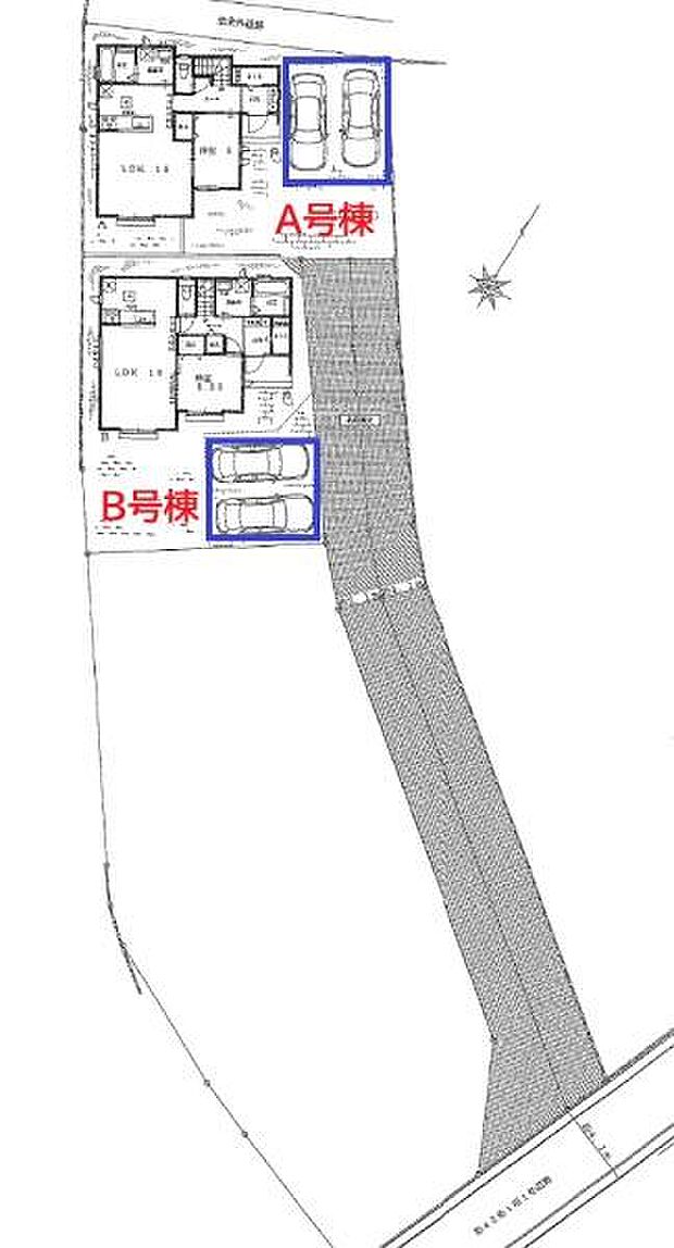 駐車スペース並列2台!