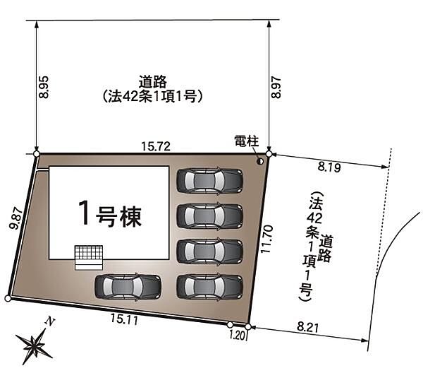 車5台駐車できるスペース♪（車種による）