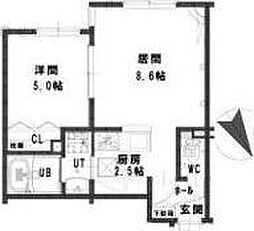札幌市営東西線 南郷7丁目駅 徒歩11分の賃貸アパート 2階1LDKの間取り