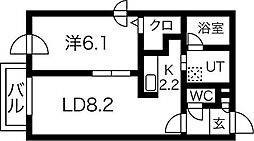 札幌市営東豊線 豊平公園駅 徒歩11分の賃貸マンション 4階1LDKの間取り