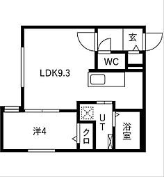 札幌市営東豊線 月寒中央駅 徒歩8分の賃貸マンション 2階1LDKの間取り