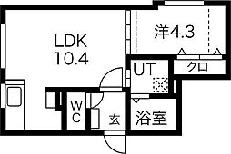 札幌市営東豊線 豊平公園駅 徒歩6分の賃貸マンション 3階1LDKの間取り