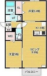 札幌市営南北線 平岸駅 徒歩8分の賃貸マンション 2階2LDKの間取り
