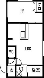 札幌市営東西線 大谷地駅 徒歩10分の賃貸マンション 3階1LDKの間取り