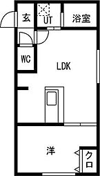 札幌市営東西線 大谷地駅 徒歩10分の賃貸マンション 4階1LDKの間取り