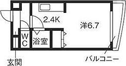 札幌市営東西線 円山公園駅 徒歩11分の賃貸マンション 4階1Kの間取り