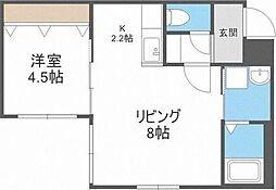 JR函館本線 苗穂駅 徒歩7分の賃貸マンション 2階1LDKの間取り
