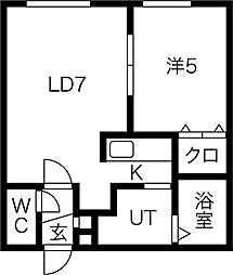 札幌市営南北線 北18条駅 徒歩5分の賃貸アパート 3階1LDKの間取り