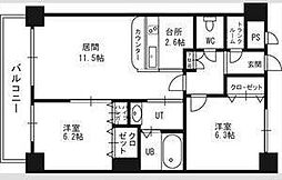 KKS羊ヶ丘 1階2LDKの間取り