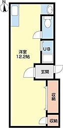 セピア35A 1Kの間取図画像