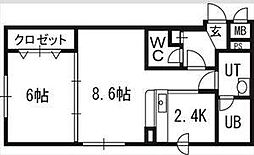 コンフォート18 1LDKの間取図画像