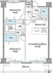 ホーリーフォート南平岸 2LDKの間取図画像