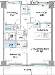 ホーリーフォート南平岸 3LDKの間取図画像