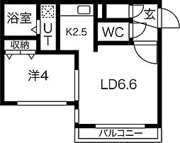 カラライズ琴似 1LDKの間取図画像