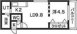 gardenterrace 1LDKの間取図画像