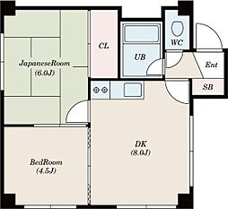 サンハイツ 2DKの間取図画像