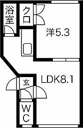 トマトハイツ 1LDKの間取図画像