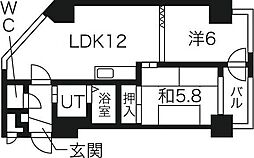 日興パレス東札幌 1LDKの間取図画像