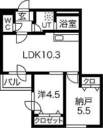パーチェ豊平 2LDKの間取図画像