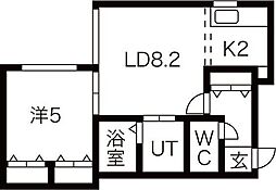 キャステル南郷 1LDKの間取図画像