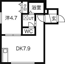 ソレアード 1LDKの間取図画像