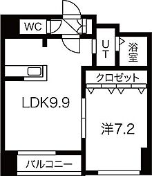エクセレント弐番館 1LDKの間取図画像