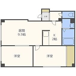 グリーンハイツマコ 2階2LDKの間取り