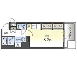 アストリアN6 4階ワンルームの間取り