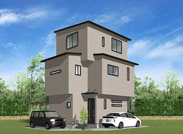 完成予想パースです♪駐車2台完備予定。