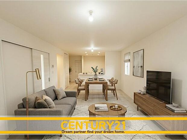 ■■憩いのリビング■■※家具はCGを合成したものです。リビングとダイニングの空間機能を活かし、巧みに使い分ける発想が、ライフスタイルに新しいゆとりをもたらします。