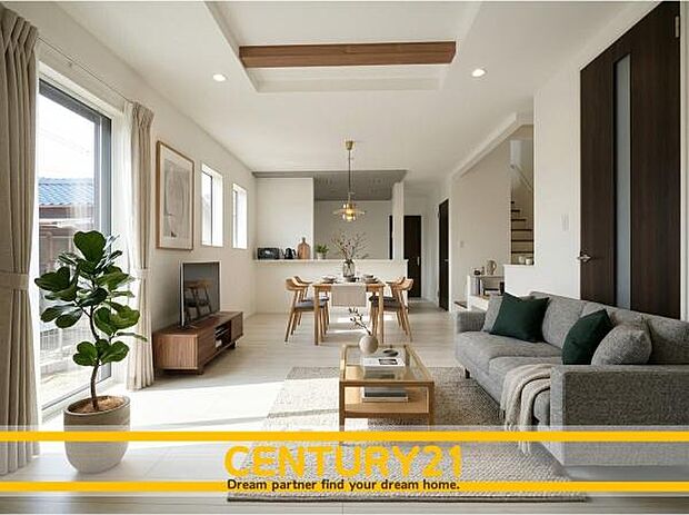 ※家具はCGを合成したものです。■■憩いのリビング■■リビングとダイニングの空間機能を活かし、巧みに使い分ける発想が、ライフスタイルに新しいゆとりをもたらします。