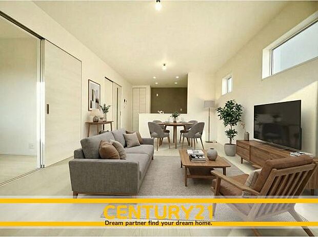 ■■憩いのリビング■■※家具はCGを合成したものです。くつろぎを愉しむリビングルームは憩いの場となります。※現地写真を一部加工しています。実際の室内状況は現況優先となります。