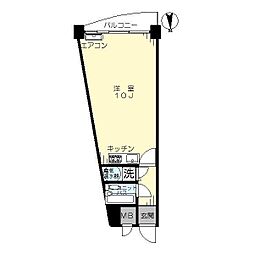 シャンボール北新宿 15階ワンルームの間取り
