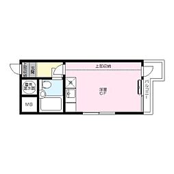 コーポ鎧 2階ワンルームの間取り