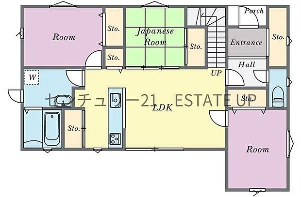 【間取り】ファミリーにおすすめの3LDK。寝室、お子様のお部屋など分けた使いかたが可能です。