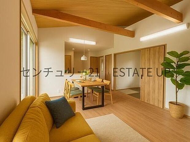 【リビング】心地いい光が差し込みます。過ごしやすいリビングで家族が快適な日々が送れます。※ホームステージングしているイメージ図です。