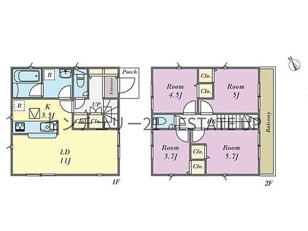 【間取り】ファミリーにおすすめの3LDK。寝室、お子様のお部屋など分けた使いかたが可能です。