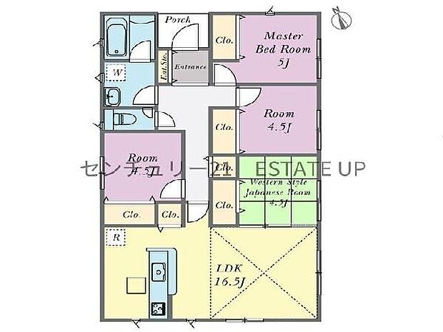 【間取り】ファミリーにおすすめの4LDK。寝室、お子様のお部屋など分けた使いかたが可能です。