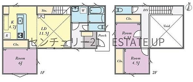 【間取り】ファミリーにおすすめの3LDK。寝室、お子様のお部屋など分けた使いかたが可能です。