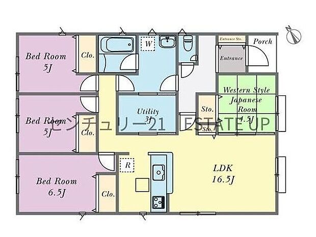 【間取り】ファミリーにおすすめの4LDK。寝室、お子様のお部屋など分けた使いかたが可能です。