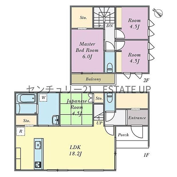 【間取り】ファミリーにおすすめの4LDK。寝室、お子様のお部屋など分けた使いかたが可能です。