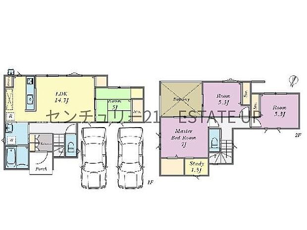 【間取り】ファミリーにおすすめの4LDK。寝室、お子様のお部屋など分けた使いかたが可能です。