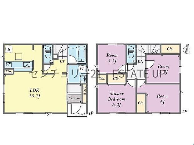 【間取り】ファミリーにおすすめの4LDK。寝室、お子様のお部屋など分けた使いかたが可能です。