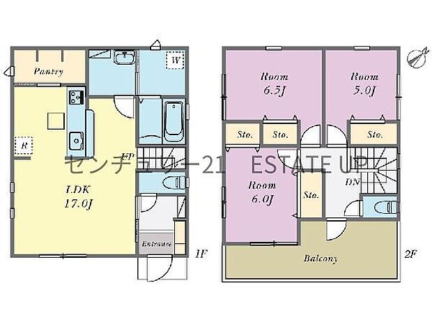 【間取り】ファミリーにおすすめの3LDK。寝室、お子様のお部屋など分けた使いかたが可能です。