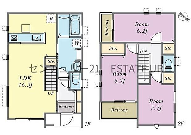 【間取り】ファミリーにおすすめの3LDK。寝室、お子様のお部屋など分けた使いかたが可能です。