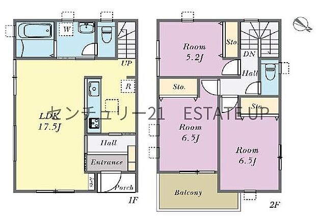 【間取り】ファミリーにおすすめの3LDK。寝室、お子様のお部屋など分けた使いかたが可能です。