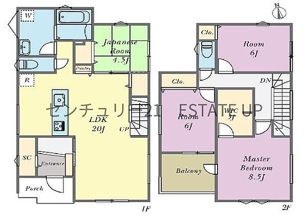 【間取り】ファミリーにおすすめの4LDK。寝室、お子様のお部屋など分けた使いかたが可能です。