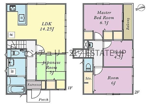 【間取り】ファミリーにおすすめの4LDK。寝室、お子様のお部屋など分けた使いかたが可能です。