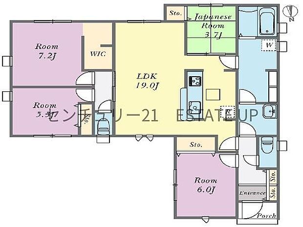 【間取り】ファミリーにおすすめの4LDK。寝室、お子様のお部屋など分けた使いかたが可能です。