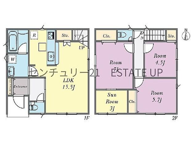 【間取り】ファミリーにおすすめの3LDK。寝室、お子様のお部屋など分けた使いかたが可能です。